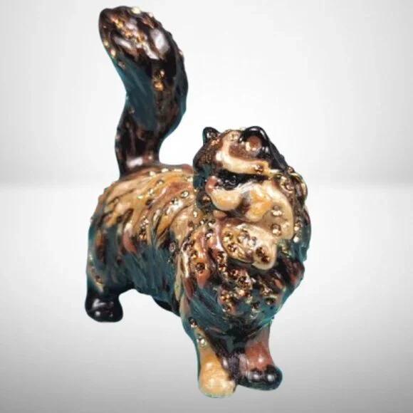 Jay Strongwater Persian Cat Maggie Mini Figurine With Swarovski Crystals - Picture 1 of 9